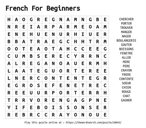 Download Word Search on French For Beginners