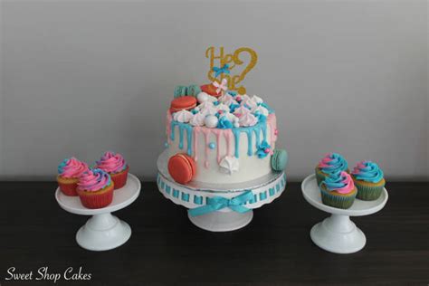 gender reveal cake and cupcakes cakesdecor