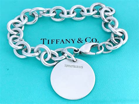 Authentic Tiffany And Co Silver Circle Tag Charm Bracelet Rare Etsy In