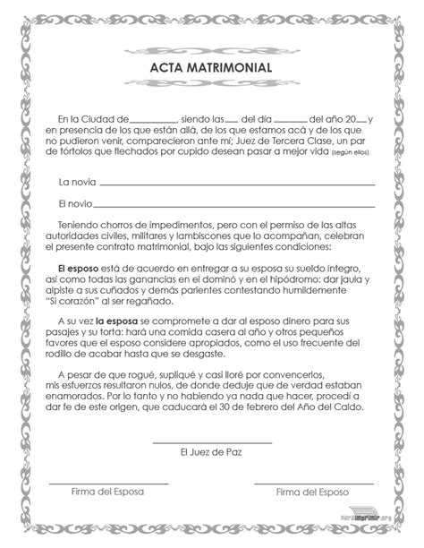 Acta De Matrimonio Online Gratis Descargar Pdf