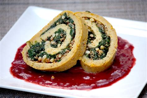 chickpea roulade with spinach and pinenut stuffing jamie geller