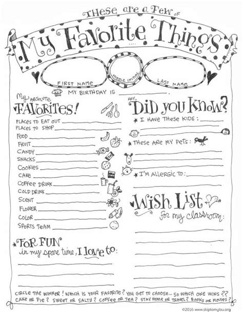 Printable Employee Favorites Questionnaire Printable World Holiday