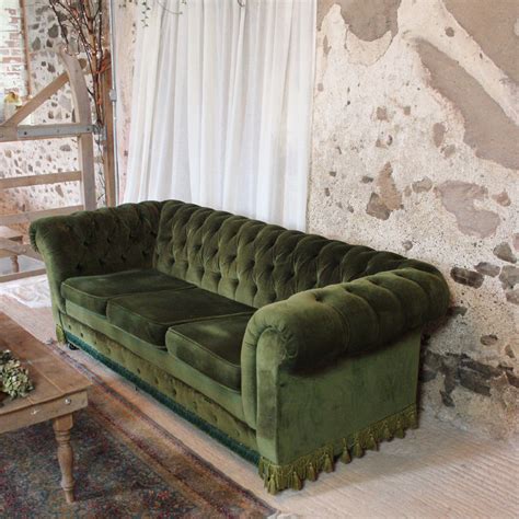 Green Velvet Chesterfield Sofa Bed