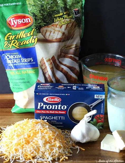 4 servings preparation time5 minscooking time25 mins. #AD One-Pot Cheesy Garlic Chicken Spaghetti - Belle of the ...
