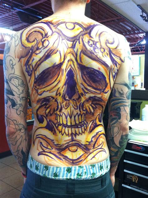 Tattoos And Art By David Ekstrom Full Back Tattoo Of Skull