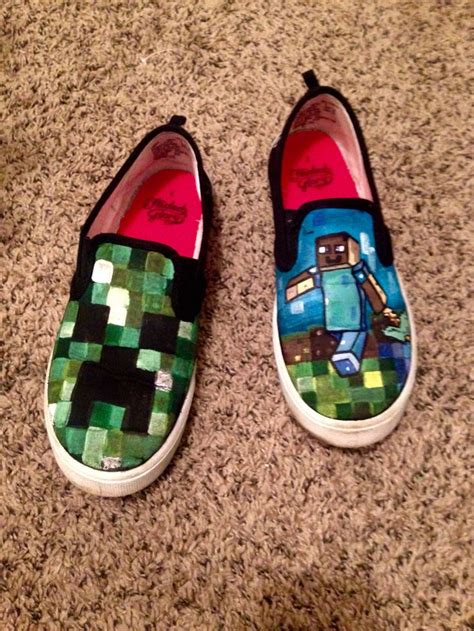 Minecraft Shoes Hand Painted Minecraft Diy Shoes By Courtney James