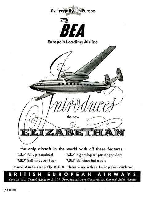 British European Airways Vintage Ad June 1952