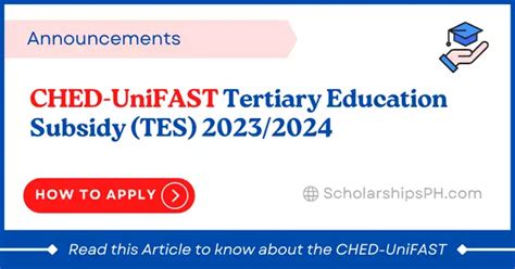 Ched Unifast Tertiary Education Subsidy Tes 2023 2024