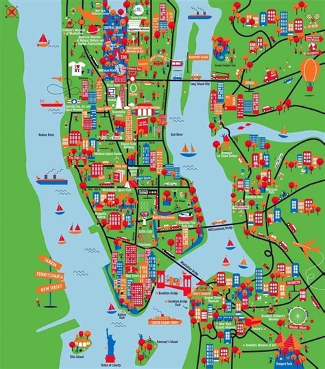 New York Manhattan Map Tourist Dayna Ernesta