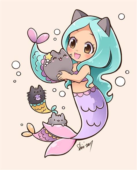 Mermaid Drawings Pusheen Cute Cute Kawaii Drawings