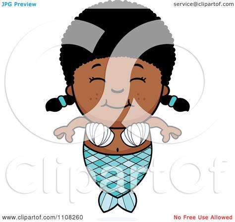 Clipart Happy Black Mermaid Girl Royalty Free Vector