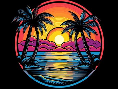 Premium Vector Tropical Summer Beach Ocean Sunset And Sunrise View