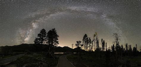 Night Sky Milky Way Stars Cosmos Space Lights Landscape Scenic