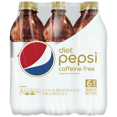 Diet Pepsi Cola Caffeine Free Soda Pop 169 Oz 6 Pack Bottles
