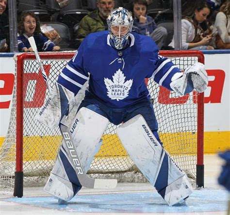 Frederik Andersen 31 Of The Toronto Maple Leafs Warms Up Prior To