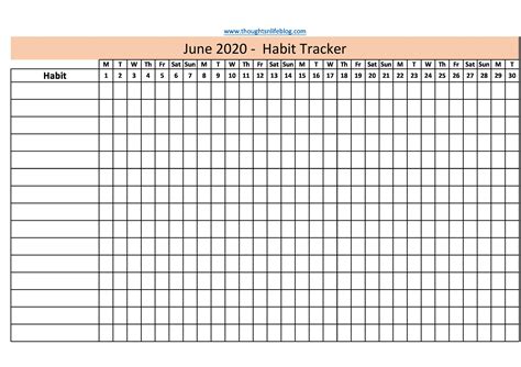 Printable Habit Tracker Templates Free For Off