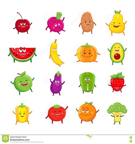 Find this & other food options on the unity asset store. Funny Fruits And Vegetables Cartoon Characters Stock ...