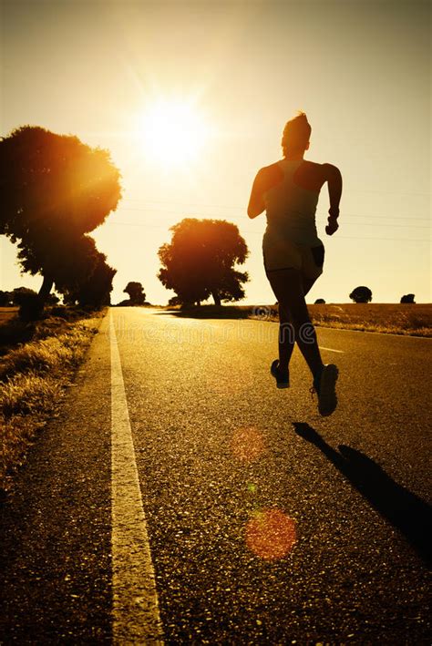 Woman Running On Sunset Stock Image Image Of Fitness 33539939