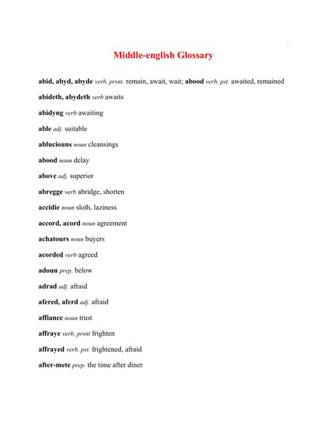 Middle English Glossary