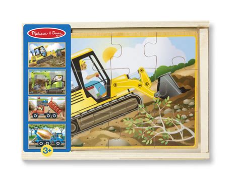 Melissa And Doug Construction Vehicles 4 In 1 Wooden Jigsaw Puzzles 48