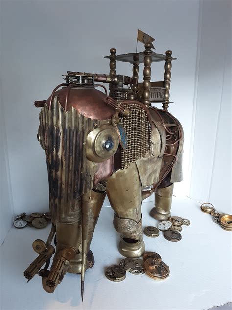 Armoured Elephant Sculpture With Steampunk Style Etsyde