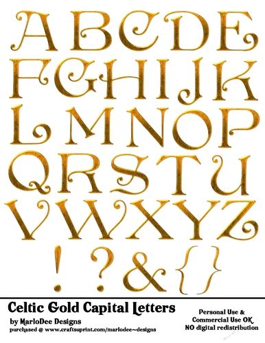 How to write letters to loved ones. Celtic Irish Style Gold Capital Letters A4 Alphabet Sheet - CUP759114_70864 | Craftsuprint