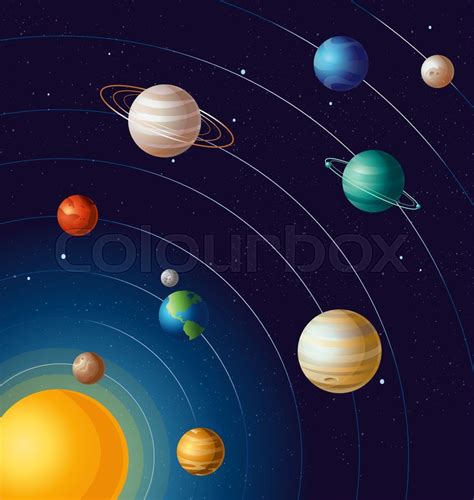 Vector Illustration Of Planets On Stock Vector