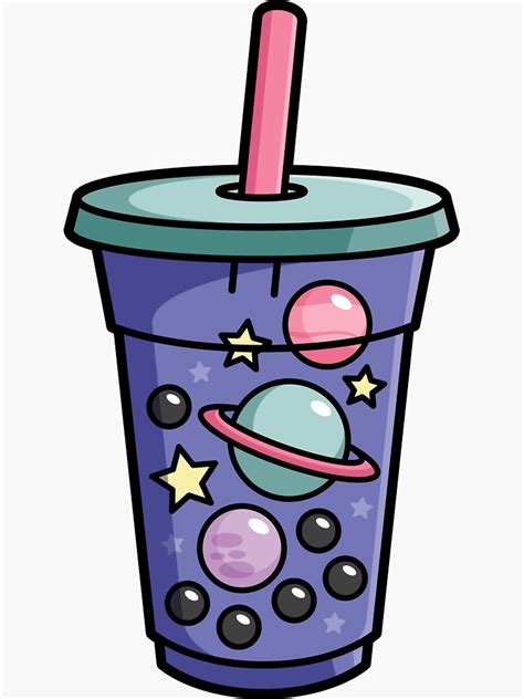 Kawaii Bubble Tea In Space Sticker By Bobateame Bubble Tea Cute Food