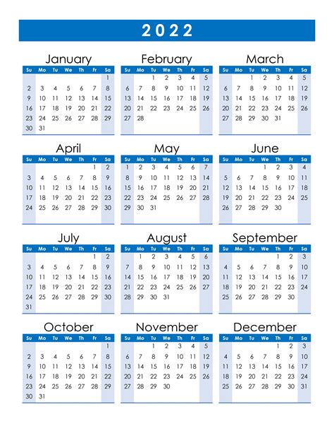 Free Year Calendar 2022 Printable World Of Printables Riset