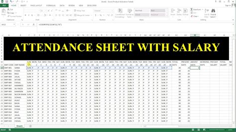 How To Make Attendance Sheet With Salary In Ms Excel 33 Youtube