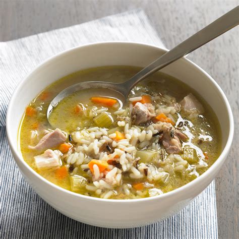 This chicken and rice soup is flavorful, hearty, healthy and it's made in one pot in under an hour! Chicken and Wild Rice Soup Recipe | Martha Stewart