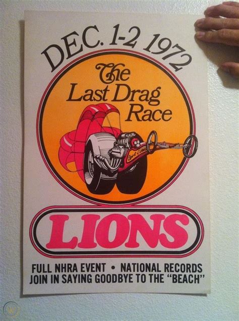 Vintage Lions Drag Strip Poster 1972 Nos 1846260481