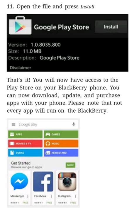 The google play store comes in apk format like any other android app. Step's On How To Install "Google Play Store" On BlackBerry ...