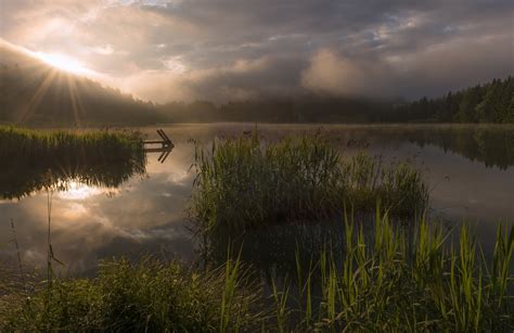 524825 Dawn Early Morning Fog Gazebo Lake Landscape Ostravok