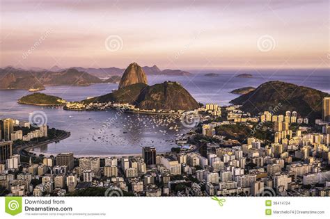 Sunset Over Rio De Janeiro Stock Photo Image Of Sugar 38414724