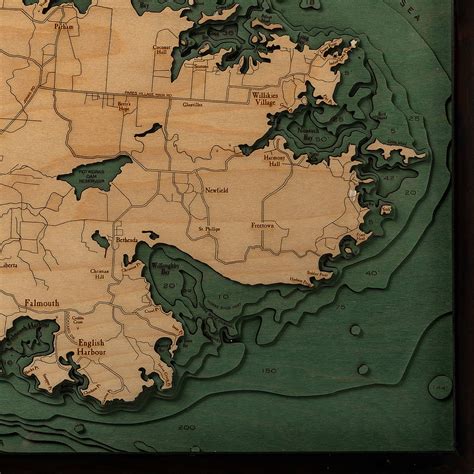 Antigua Wooden Map Art Topographic 3d Chart