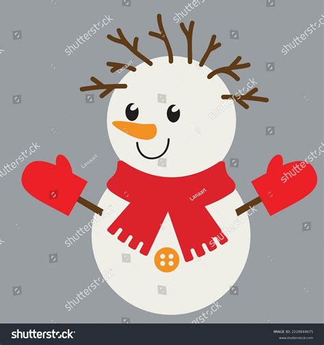 Cute Little Snowman Vector Cartoon Illustration Stock Vector Royalty