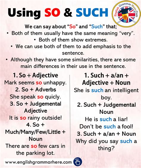 Using So And Such Examples Sentences English Grammar Here English Grammar English