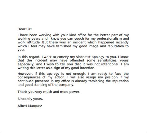 Free 15 Sample Work Apology Letter Templates In Ms Word Pdf