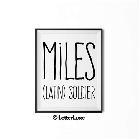 Miles Name Meaning Art Miles T Printable Baby Shower Etsy España