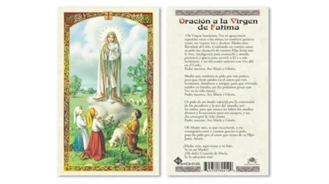 Oracion A La Virgen De Fatima Prayer Cards Pack Of 25 Spanish Religious