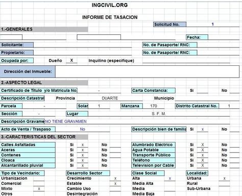 informe tasacion Plantillas excel Tasacion Hojas de cálculo