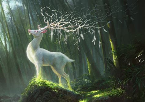 Download Bamboo Fantasy Deer Hd Wallpaper By G Host Lee