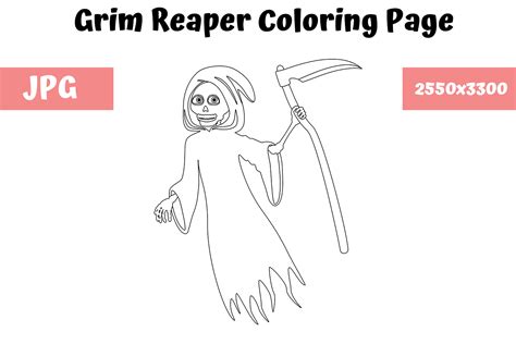 Coloring Page For Kids Grim Reaper Graphic By Mybeautifulfiles