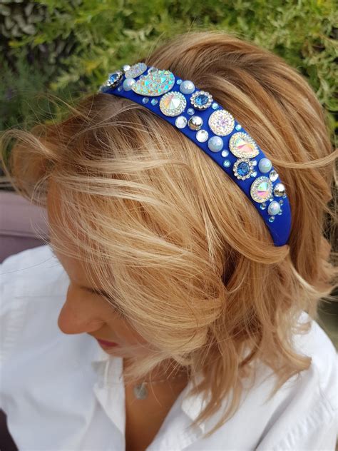Pretty Crystal Royal Blue Headband Etsy