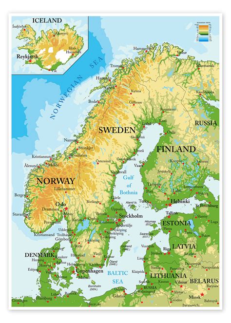 Scandinavia Topographic Map Print By Editors Choice Posterlounge