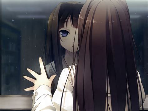 Image Anime Girl Window Reflection Drop Rain Look 28847