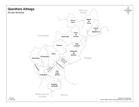 Mapa De Querétaro Con Nombres A Blanco Y Negro Pdf Descarga