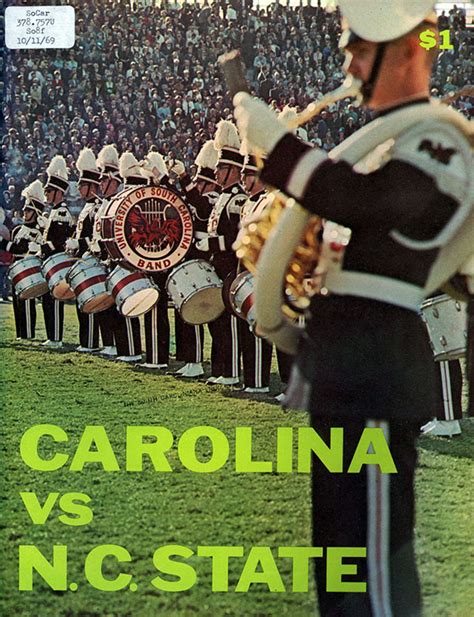College Football Program South Carolina Gamecocks Vs Nc State Wolfpack October 11 1969