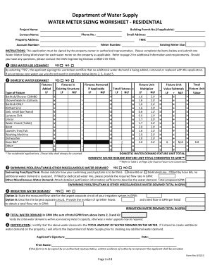 Water Meter Sizing Worksheet County Of Maui Mauicounty Fill And